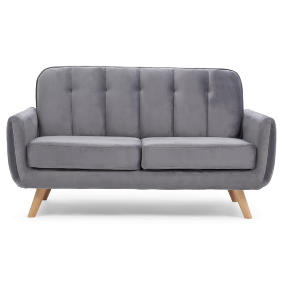 Rickey Velvet Upholstered 2 Seater Sofa In Grey_3