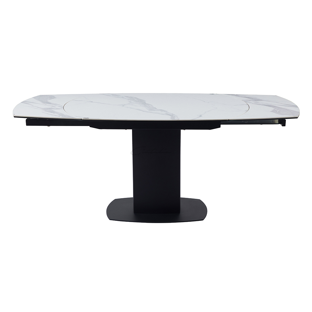 Ridgeway Ceramic Glass Extending Dining Table In White Grey