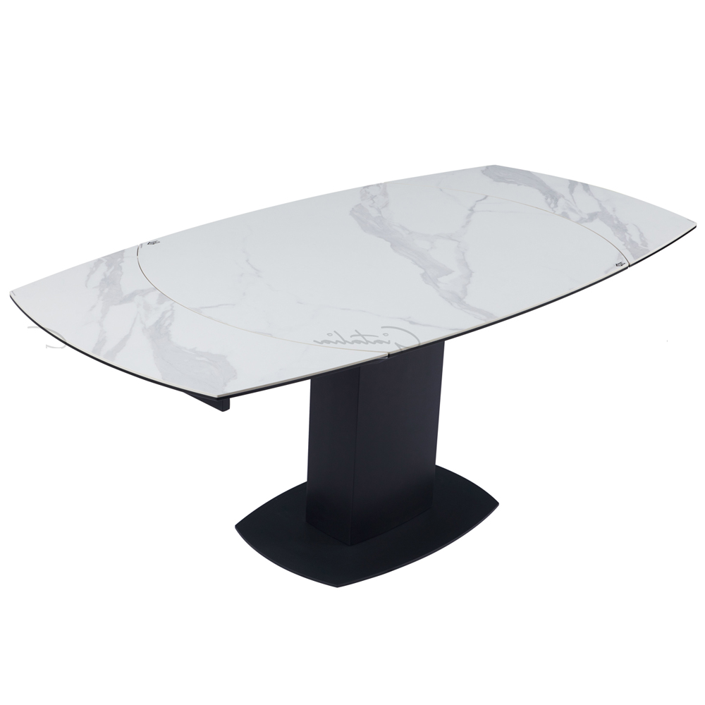 Ridgeway Ceramic Glass Extending Dining Table In White Grey