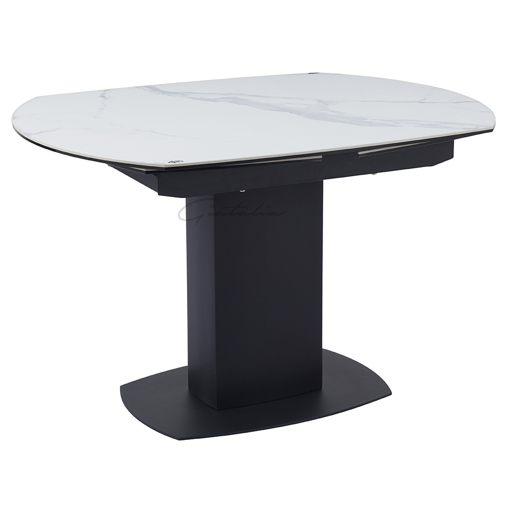 Ridgeway Ceramic Glass Extending Dining Table In White Grey