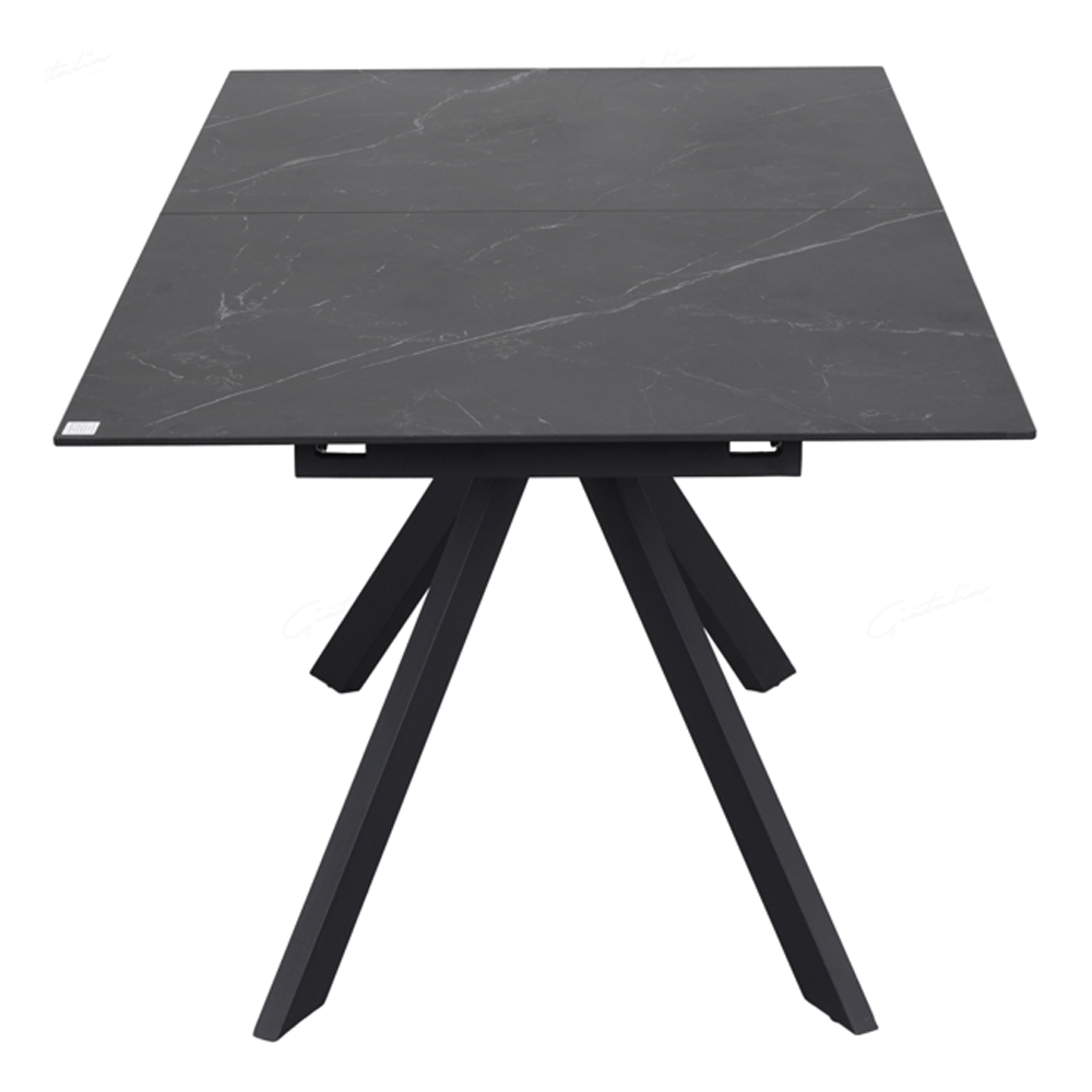 Ridgeway Ceramic Glass Extending Dining Table In White Grey