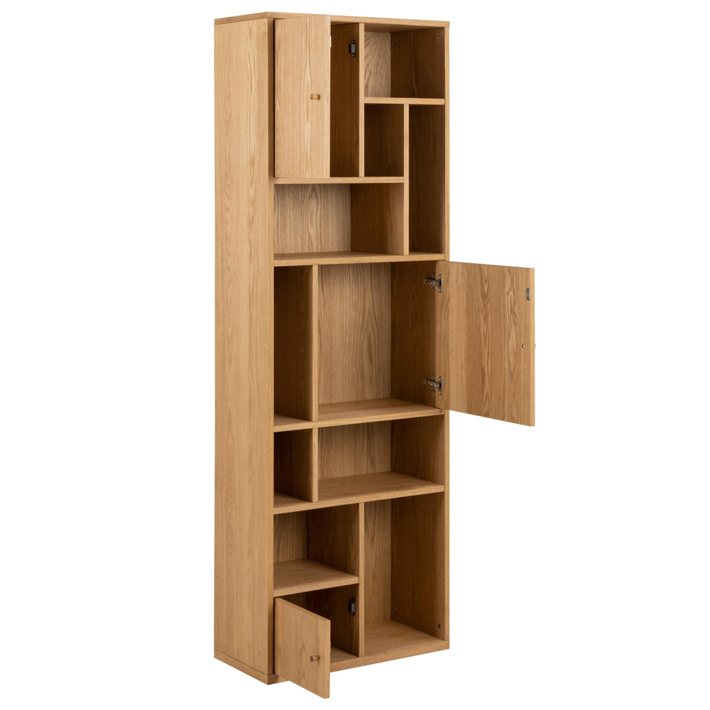Ridgeway Wooden Bookcase With 3 Doors In Oak
