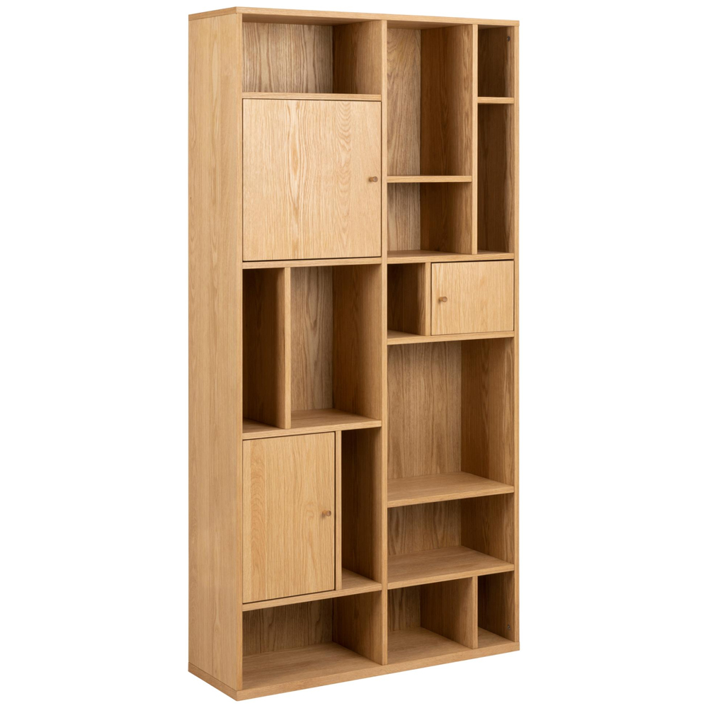 Ridgeway Wooden Bookcase With 3 Doors - Oak