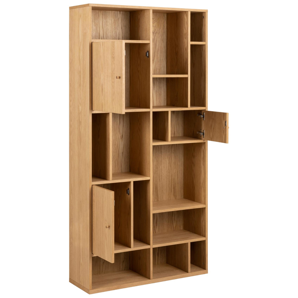 Ridgeway Wooden Bookcase With 3 Doors - Oak
