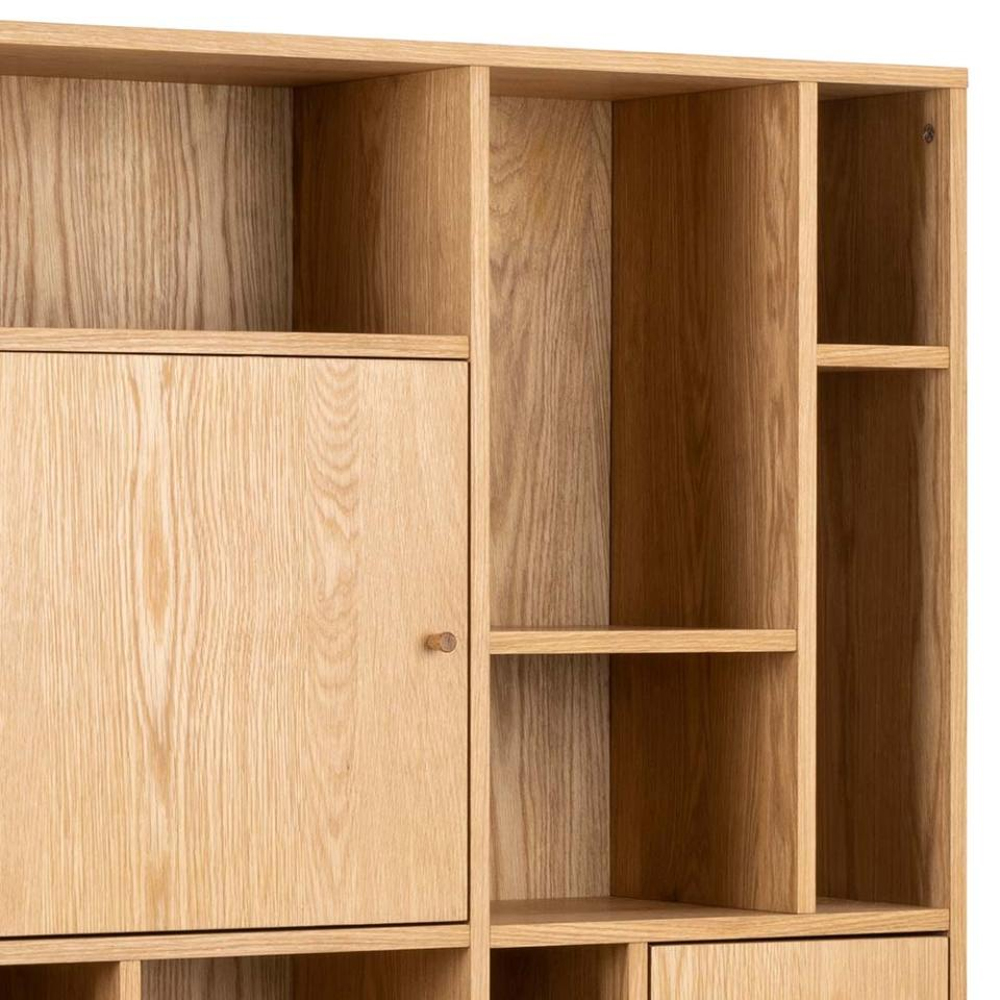 Ridgeway Wooden Bookcase With 3 Doors - Oak