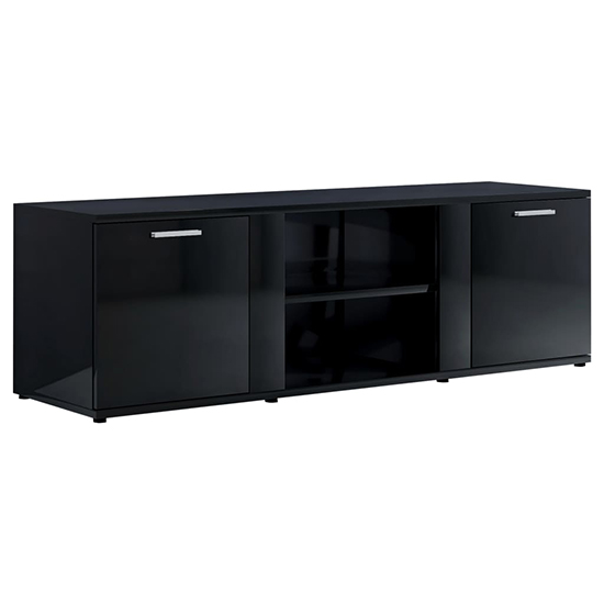 Ridhan High Gloss TV Stand With 2 Doors In Black_5
