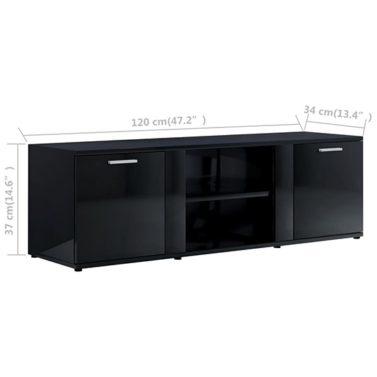 Ridhan High Gloss TV Stand With 2 Doors In Black_6