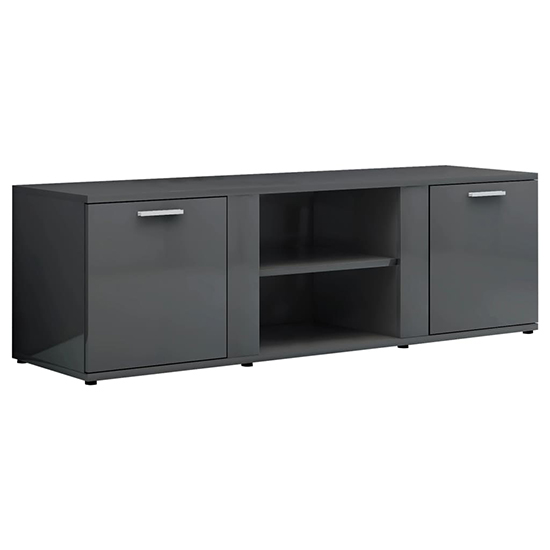 Ridhan High Gloss TV Stand With 2 Doors In Grey_5