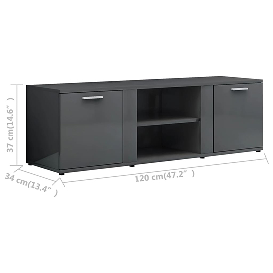 Ridhan High Gloss TV Stand With 2 Doors In Grey_6