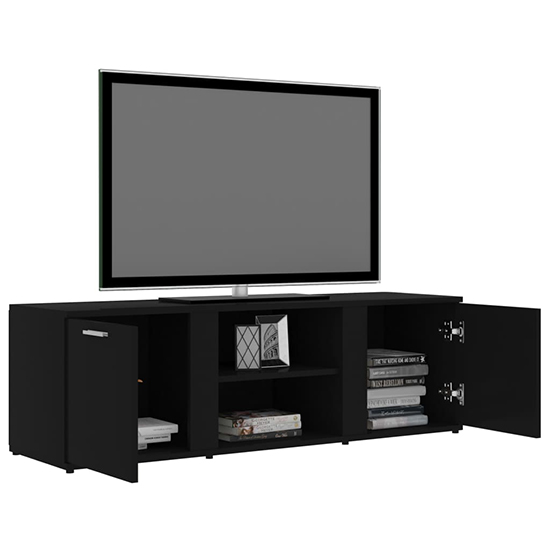 Ridhan Wooden TV Stand With 2 Doors In Black_4