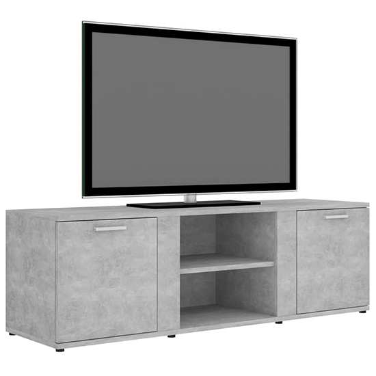 Ridhan Wooden TV Stand With 2 Doors In Concrete Effect