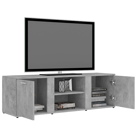 Ridhan Wooden TV Stand With 2 Doors In Concrete Effect