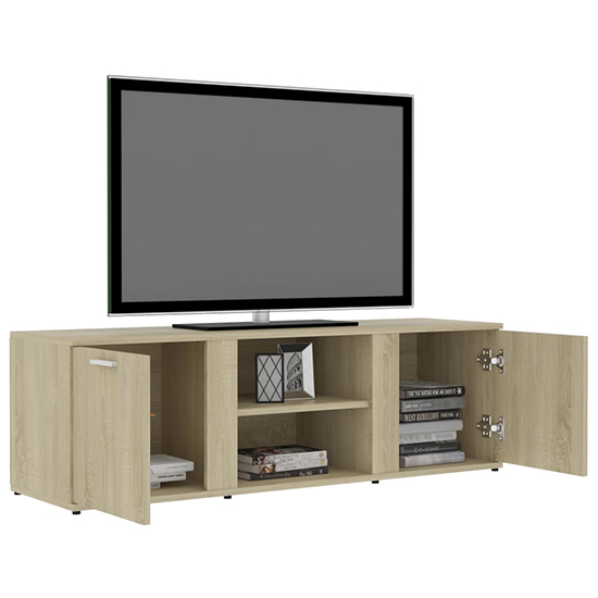 Ridhan Wooden TV Stand With 2 Doors In Sonoma Oak