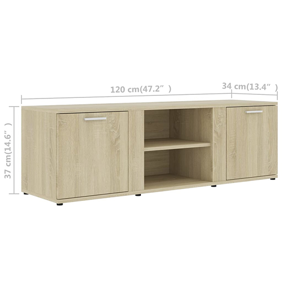 Ridhan Wooden TV Stand With 2 Doors In Sonoma Oak
