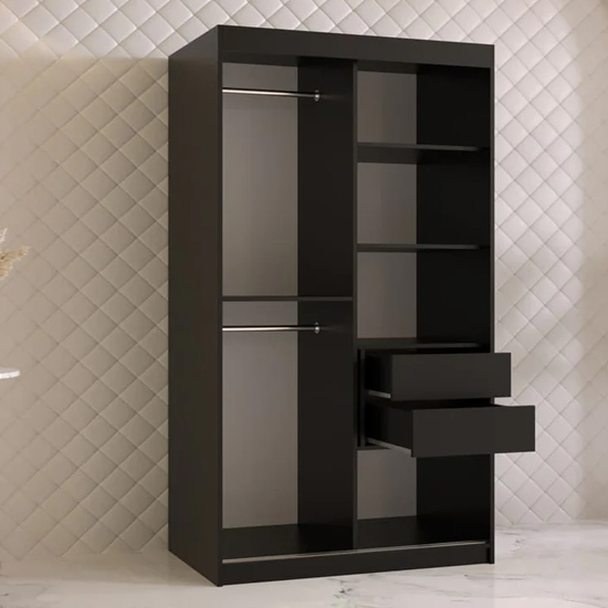 Rieti I Wooden Wardrobe 2 Sliding Doors 100cm In Black