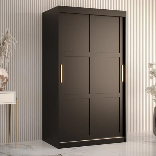 Rieti I Wooden Wardrobe 2 Sliding Doors 100cm In Black