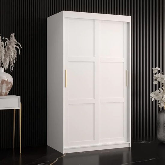 Product photograph of Rieti I Wooden Wardrobe 2 Sliding Doors 100cm In White from Furniture in Fashion