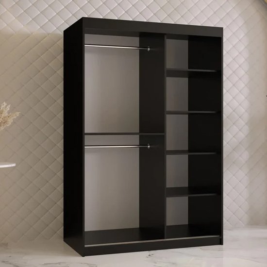 Rieti I Wooden Wardrobe 2 Sliding Doors 120cm In Black