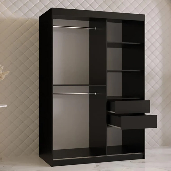 Rieti I Wooden Wardrobe 2 Sliding Doors 120cm In Black