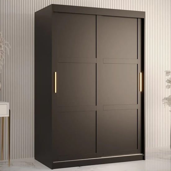 Product photograph of Rieti I Wooden Wardrobe 2 Sliding Doors 120cm In Black from Furniture in Fashion