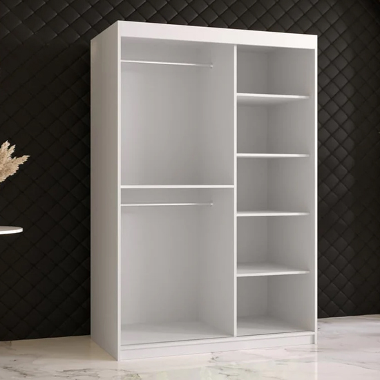 Rieti I Wooden Wardrobe 2 Sliding Doors 120cm In White