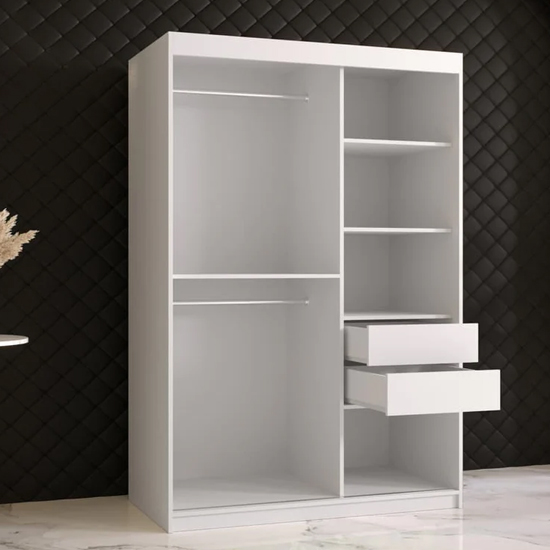Rieti I Wooden Wardrobe 2 Sliding Doors 120cm In White