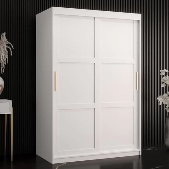 Rieti I Wooden Wardrobe 2 Sliding Doors 120cm In White