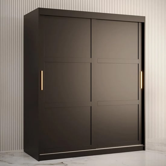 Product photograph of Rieti I Wooden Wardrobe 2 Sliding Doors 150cm In Black from Furniture in Fashion