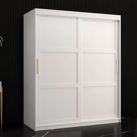 Rieti I Wooden Wardrobe 2 Sliding Doors 150cm In White
