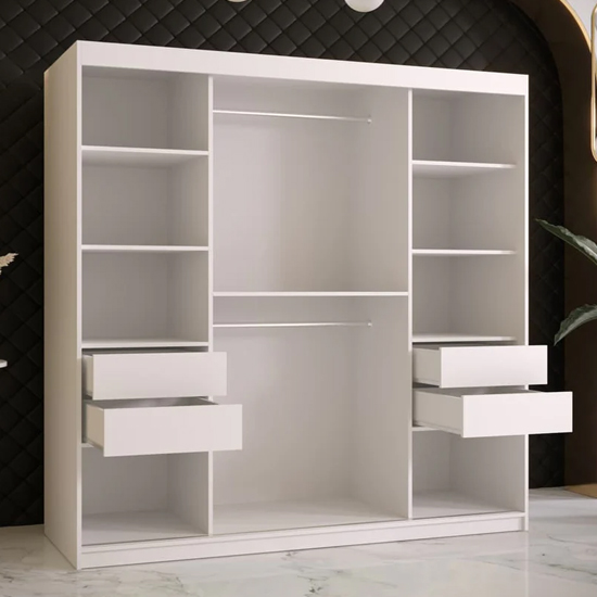 Rieti I Wooden Wardrobe 2 Sliding Doors 180cm In White