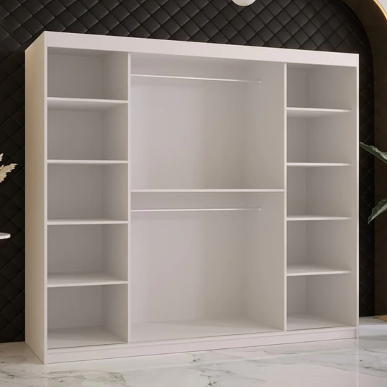 Rieti I Wooden Wardrobe 2 Sliding Doors 200cm In White