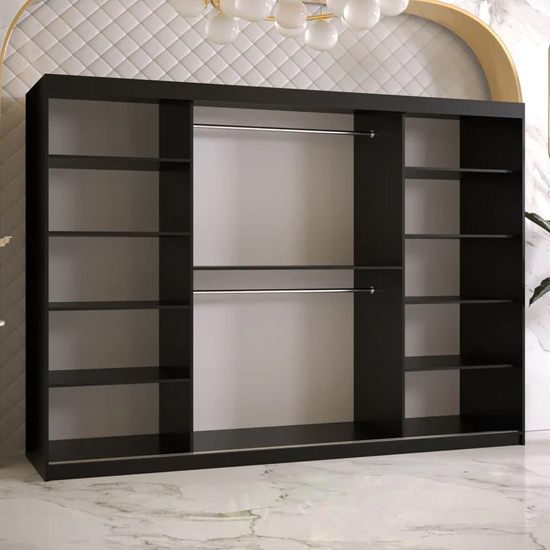 Rieti I Wooden Wardrobe 2 Sliding Doors 250cm In Black