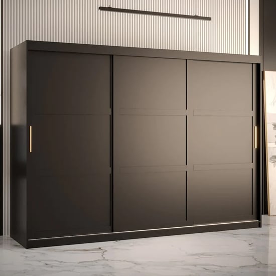 Product photograph of Rieti I Wooden Wardrobe 2 Sliding Doors 250cm In Black from Furniture in Fashion