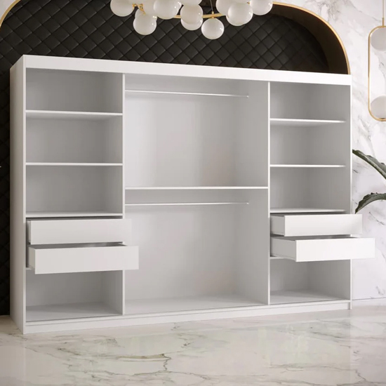 Rieti I Wooden Wardrobe 2 Sliding Doors 250cm In White