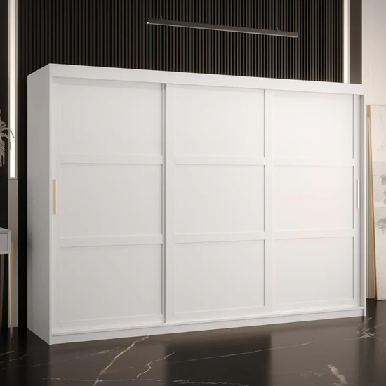 Product photograph of Rieti I Wooden Wardrobe 2 Sliding Doors 250cm In White from Furniture in Fashion