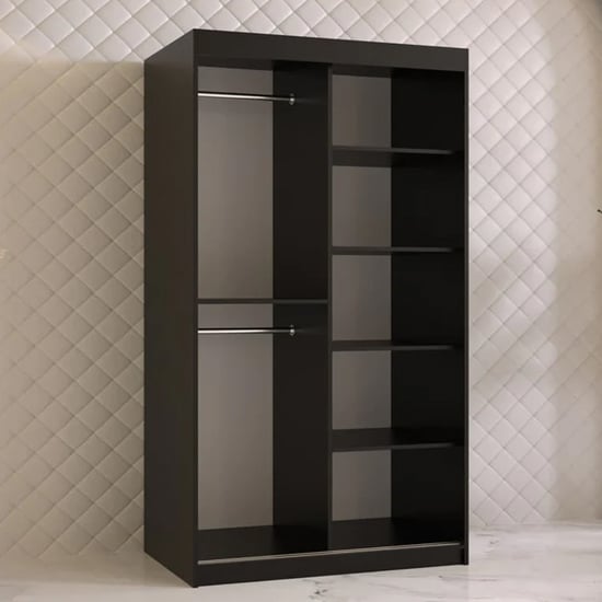 Rieti II Mirrored Wardrobe 2 Sliding Doors 100cm In Black