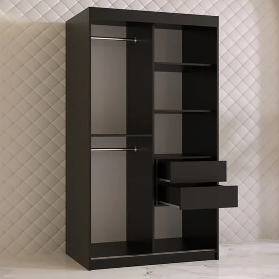 Rieti II Mirrored Wardrobe 2 Sliding Doors 100cm In Black