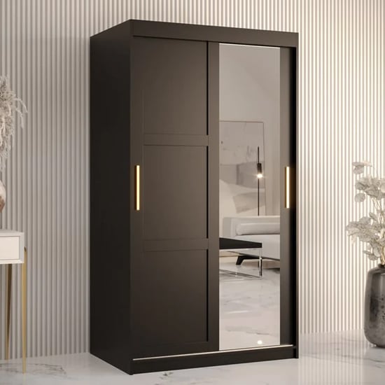 Read more about Rieti ii mirrored wardrobe 2 sliding doors 100cm in black