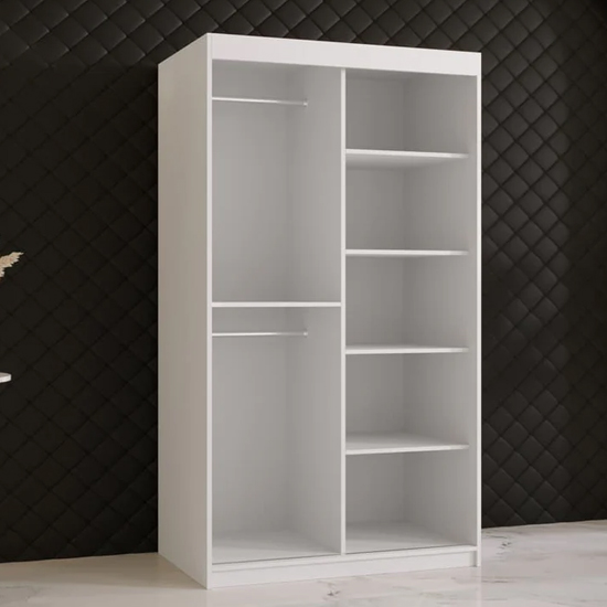 Rieti II Mirrored Wardrobe 2 Sliding Doors 100cm In White