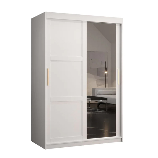 Rieti II Mirrored Wardrobe 2 Sliding Doors 120cm In White_4