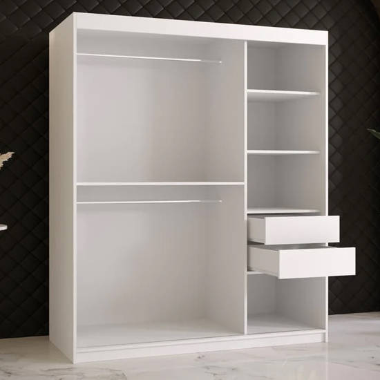 Rieti II Mirrored Wardrobe 2 Sliding Doors 150cm In White