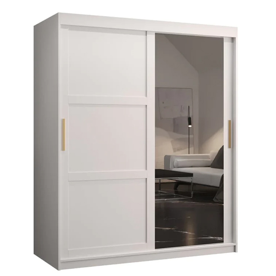 Rieti II Mirrored Wardrobe 2 Sliding Doors 150cm In White