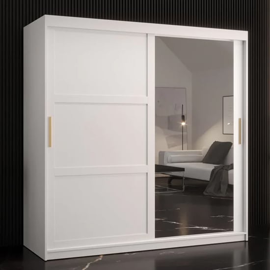 Rieti II Mirrored Wardrobe 2 Sliding Doors 180cm In White