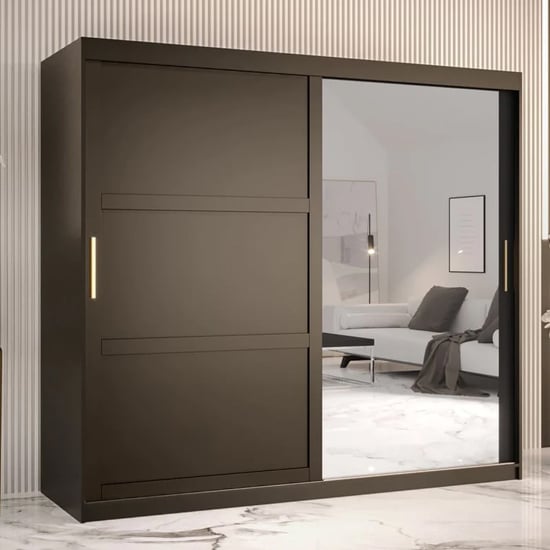 Product photograph of Rieti Ii Mirrored Wardrobe 2 Sliding Doors 200cm In Black from Furniture in Fashion