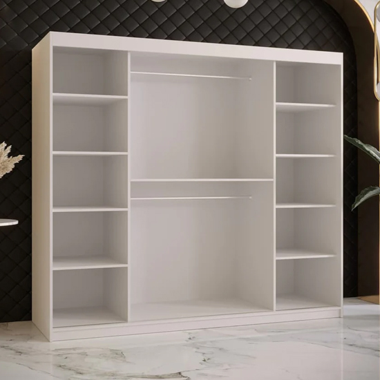 Rieti II Mirrored Wardrobe 2 Sliding Doors 200cm In White