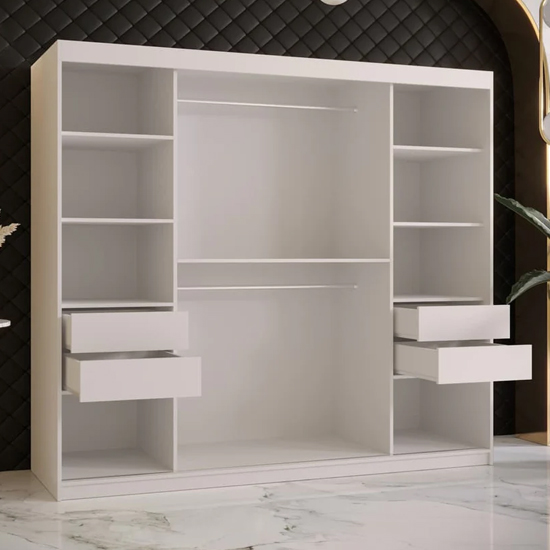 Rieti II Mirrored Wardrobe 2 Sliding Doors 200cm In White