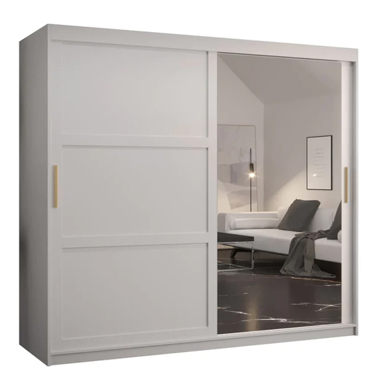 Rieti II Mirrored Wardrobe 2 Sliding Doors 200cm In White