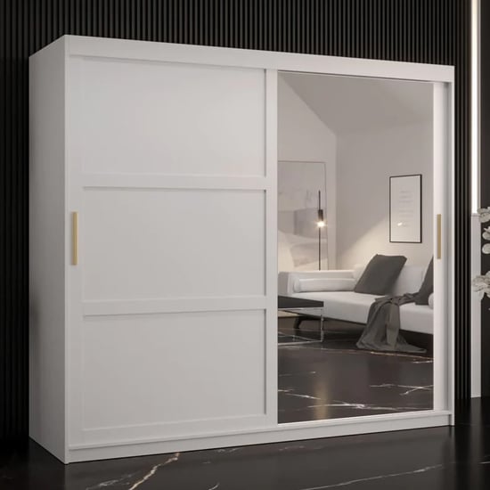 Rieti II Mirrored Wardrobe 2 Sliding Doors 200cm In White
