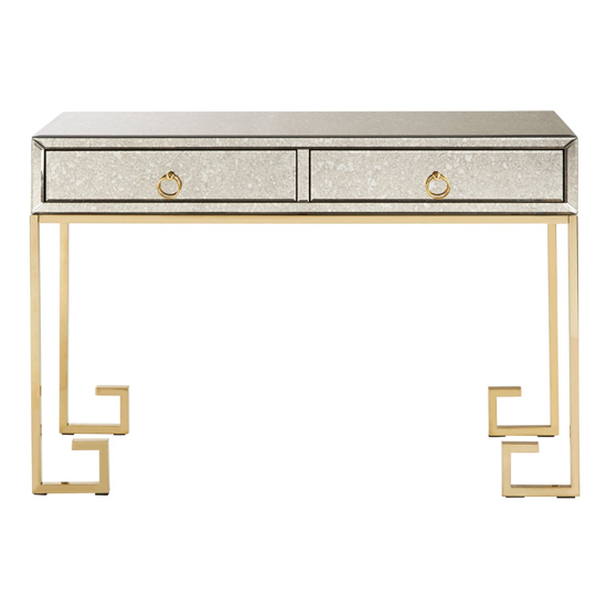 Rieti Glass Top Console Table In Warm Gold Furniture in Fashion