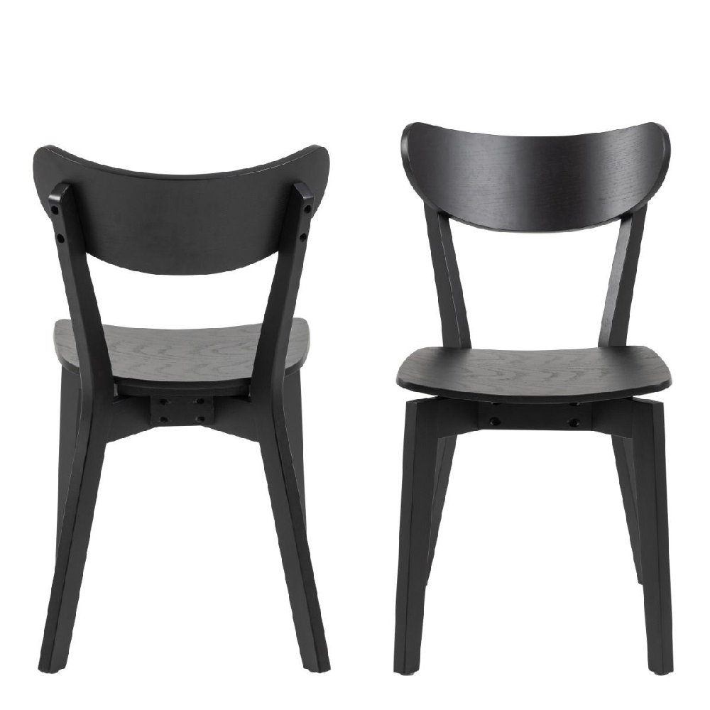 Riga Black Wooden Dining Chairs In Pair